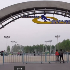 At the Ryugyong Health complex: inline skate park and ice-skating rink by Shan Shan Kao