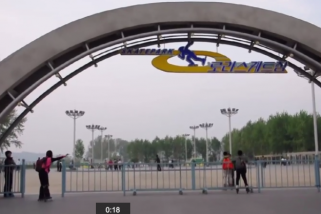 At the Ryugyong Health complex: inline skate park and ice-skating rink by Shan Shan Kao