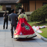 North Koreans visit statues, memorials on wedding day  